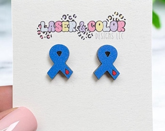 Diabetes Awareness Earrings, Blue Awareness Ribbon Earrings, World Diabetes Day Earrings, Diabetes Awareness Month
