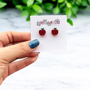 Leopard Apple Earrings, Teacher Earrings, Apple Earrings, School Earrings, Gift for Teacher, Teacher Appreciation Gift, Teacher Gift Red Leopard Apple