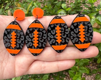 Black Leopard Football Earrings, Sports Earrings, Football Earrings, Game Day Earrings, Football Gift