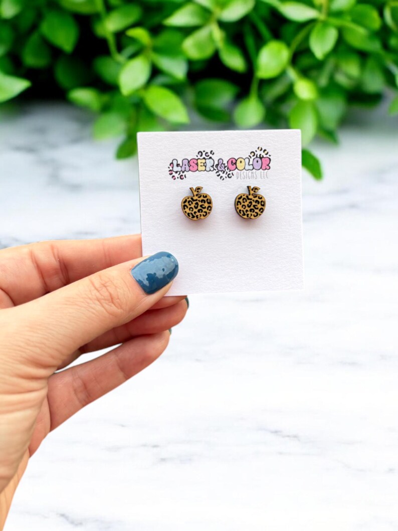 Leopard Apple Earrings, Teacher Earrings, Apple Earrings, School Earrings, Gift for Teacher, Teacher Appreciation Gift, Teacher Gift Maple Leopard Apple