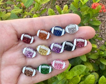 Football Glitter Earrings, Sports Earrings, Football Earrings, Football Studs, Football Mom, Football Gift, Football Season