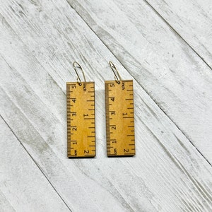 Ruler Dangle Earrings | Maple Wood | Teacher Earrings | Teacher Gift | Teacher Appreciation Gift | Back to School