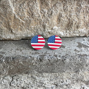 4th of July Earrings, USA Flag Stud, Red White Blue Earrings, Patriotic Earrings, USA, America