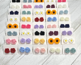 Flower Earrings Grab Bag | Wholesale Earrings | Thank You Gifts | Sunflower Rose Daisy Earrings | Fillers | Subscription Box Fillers