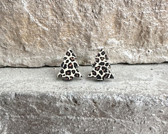 Leopard Christmas Tree Acrylic Earrings | Holiday Earrings | Christmas Tree Earrings