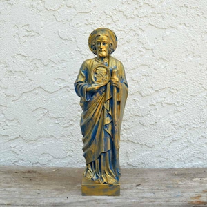 St Jude Vintage Plastic Statue 8 1/2 inches DianaLaMorrisArt