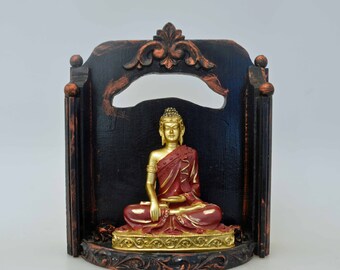 Shrine Nicho Altar Vintage Wood Buddha Shrine DianaLaMorrisArt