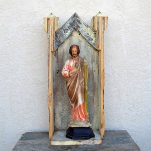 Shrine Nicho Altar Vintage Wood St Jude Shrine DianaLaMorrisArt