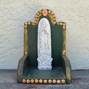 Shrine Nicho Altar Vintage Wood Box Our Lady of Guadalupe Madonna DianaLaMorrisArt