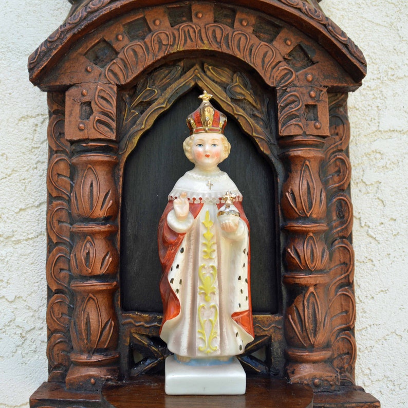 Wall Hung Shrine Nicho Altar Child of Prague Hummel Statue Etsy