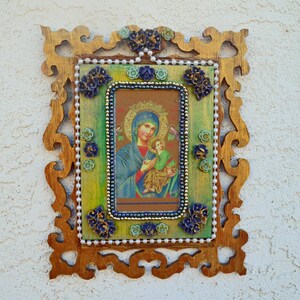 Wall Hung Shrine Nicho Our Lady of Perpetual Help Altar DianaLaMorrisArt