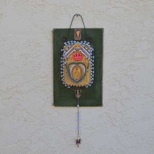 Madonna Shrine Religious Wall Hung Rosary Nicho Book Art DianaLaMorrisArt