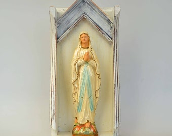 Santuario Nicho Altar Madera Vintage Madonna Hogar Santuario DianaLaMorrisArt