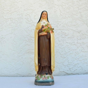 St Theresa of the Little Flowers Vintage Chalkware Statue DianaLaMorrisArt