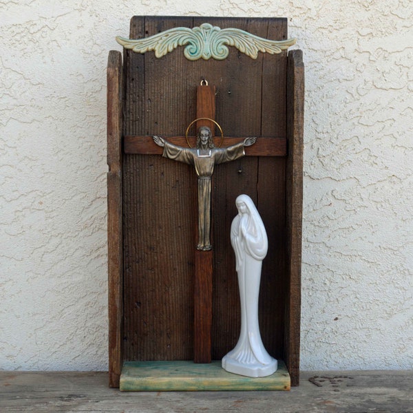 Shrine Nicho Altar Crucifix Jesus Home Altar Prayer Station