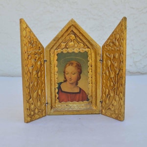 Vintage Triptych Madonna DianaLaMorrisArt