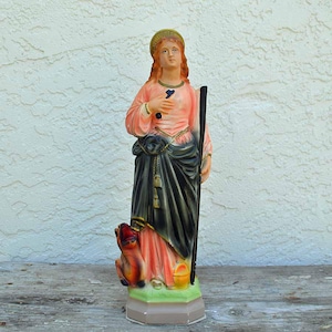 St Martha sister of Mary Magdelene Vintage Chalkware Statue DianaLaMorrisArt