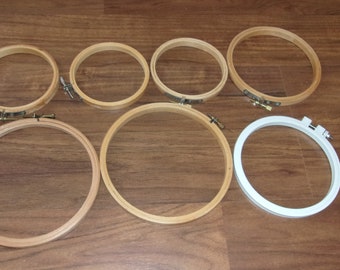 One Lot of Seven Embroidery Hoops