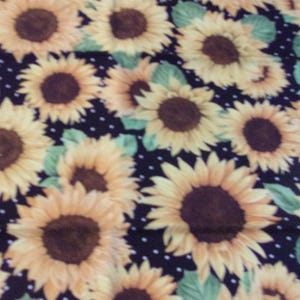 FQ Sunflowers on Black Background with White Dots Available in FQs Only