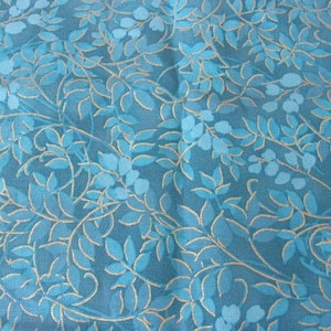 Teal with Light Blue Leaves and Vines with Gold Metallic Etchings
