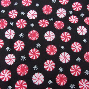 Peppermint Candies on Black Christmas Candy Fat Quarters Only