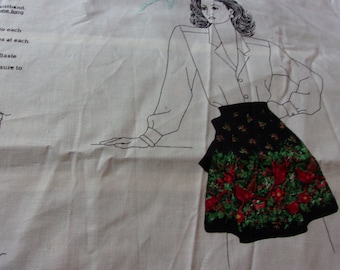 Christmas Apron Cranston Print Works Black with Red Birds and Holly Holiday Apron to Make