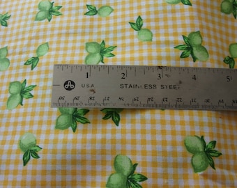 Yellow and White Checked with Limes Cotton Quilting Fabric