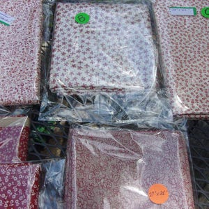 Dark Red and Beige or Off-White Fabric Remnants for Quilting or Sewing By the Piece