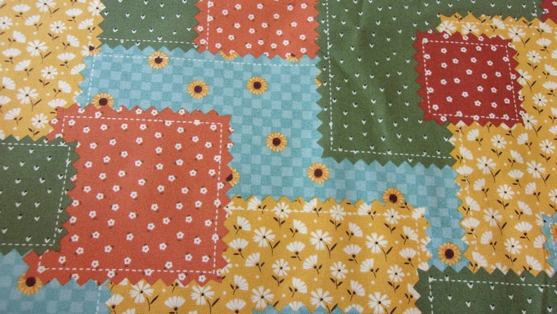 Buy the Yard Fall Patchwork Fabric: Autumn Colors, Floral Blocks - Etsy
