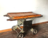 Vintage industrial factory die cart side table - perfect for TV table