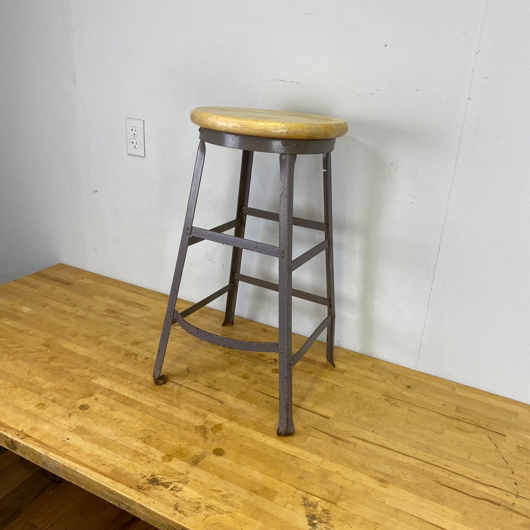 Vintage Industrial Angle Steel Stool Co 26 Angle Steel Stool Etsy