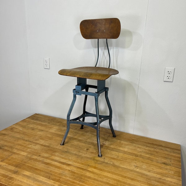 Vintage industrial UHL toledo steel co stool -  24” high