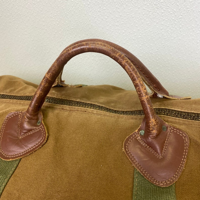 Large Vintage LL Bean Leather and Canvas Duffle Bag 24 Etsy