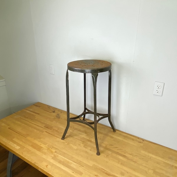 Vintage industrial UHL toledo steel co stool -  28” high