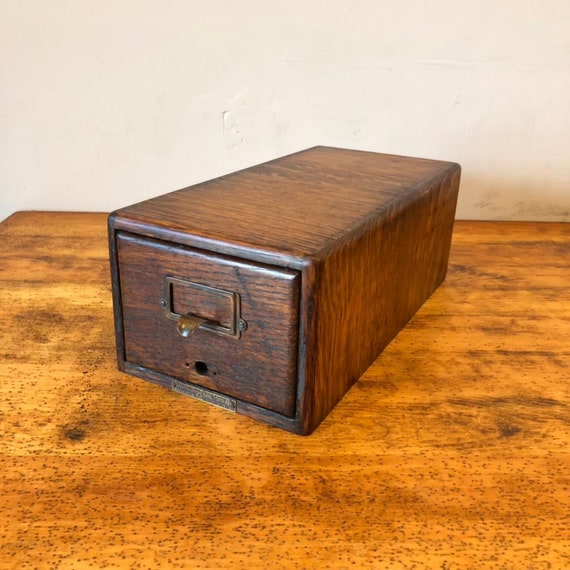 Vintage Single Drawer Yawman Erbe Tiger Oak Library Card Etsy