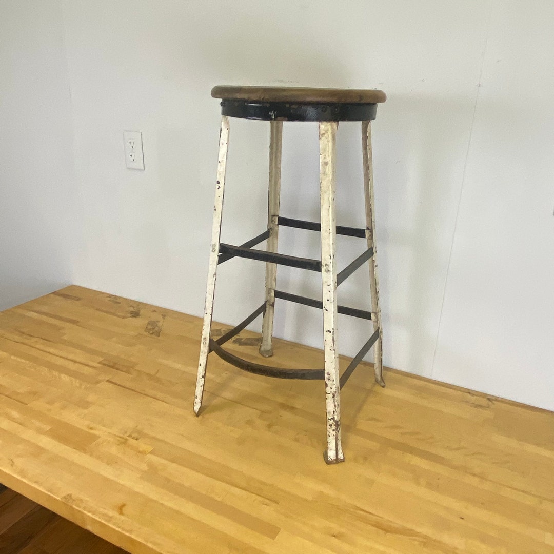 Vintage Industrial Angle Steel Stool Co 28 Angle Steel Stool in Black