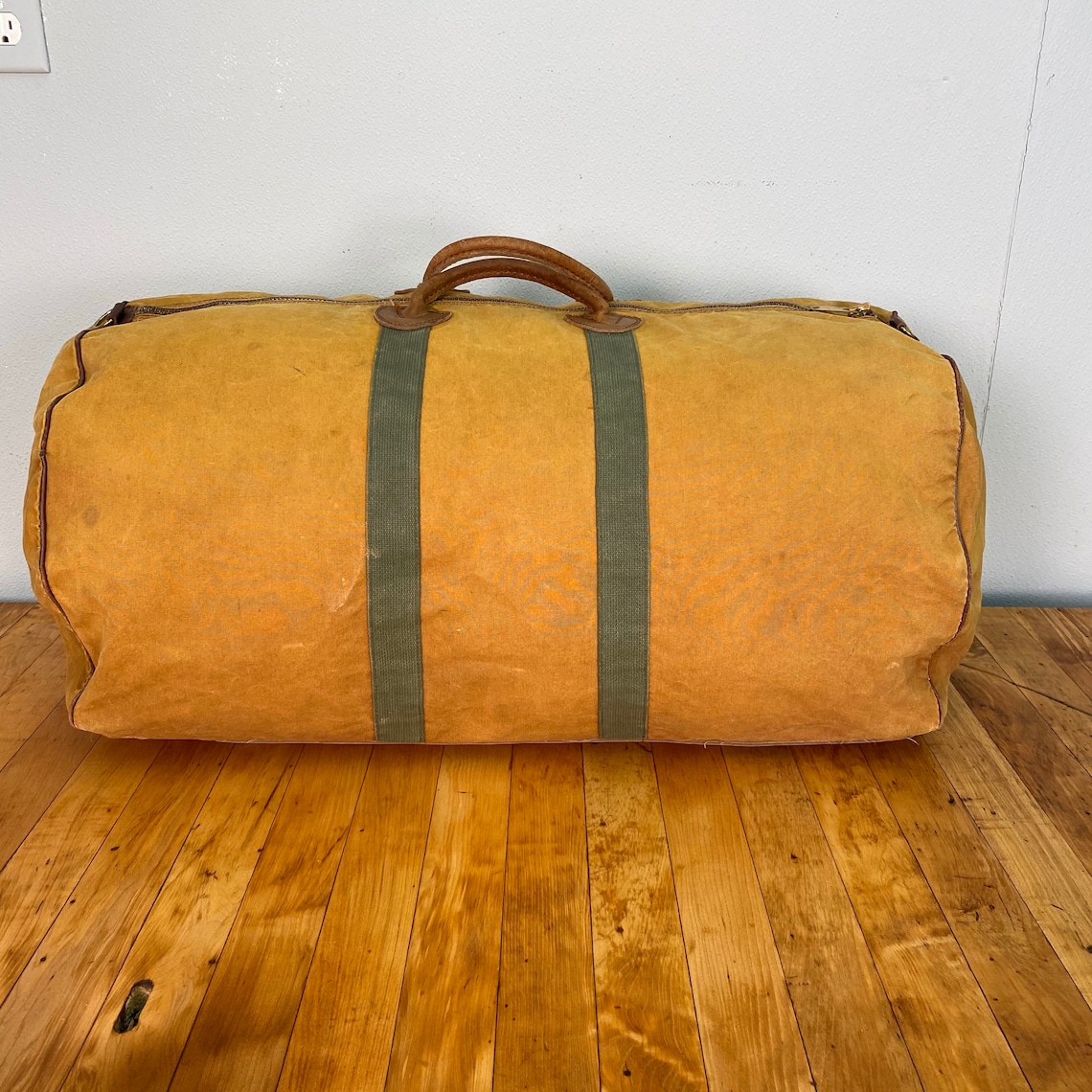 Vintage LL Bean leather and Canvas duffle bag Etsy