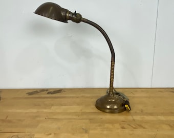 Vintage industrial fairies twist stem brass desk lamp