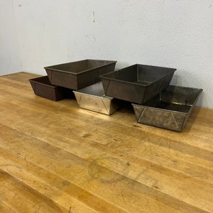 5 Vintage industrial metal trays. Great useful size 10.5 x 6.5 x 3