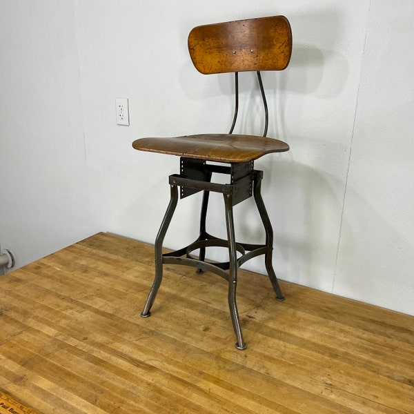 Vintage industrial UHL toledo steel co stool -  22” high
