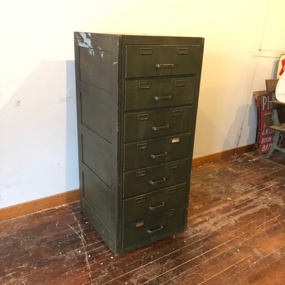 Vintage Globe Wernicke File Cabinet In Military Green 6 Deep Etsy