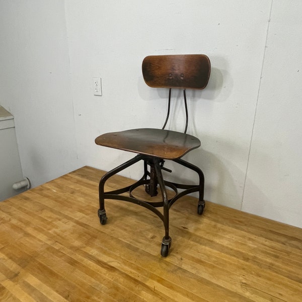 Vintage UHL toledo steel co drafting stools chair - height adjustable 16-20.5” great patina