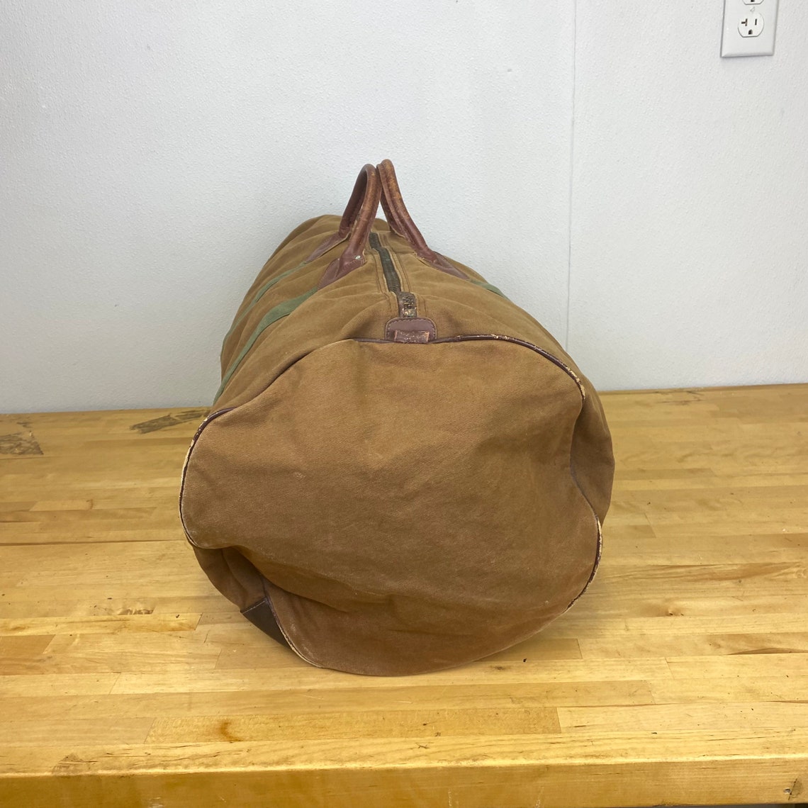 Large Vintage LL Bean Leather and Canvas Duffle Bag 24 Etsy