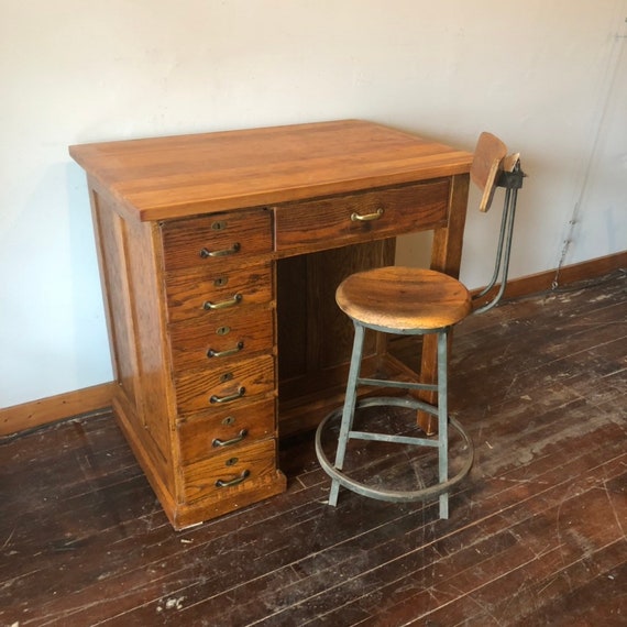1920 S Solid Oak And Maple Drafting Table Desk Etsy