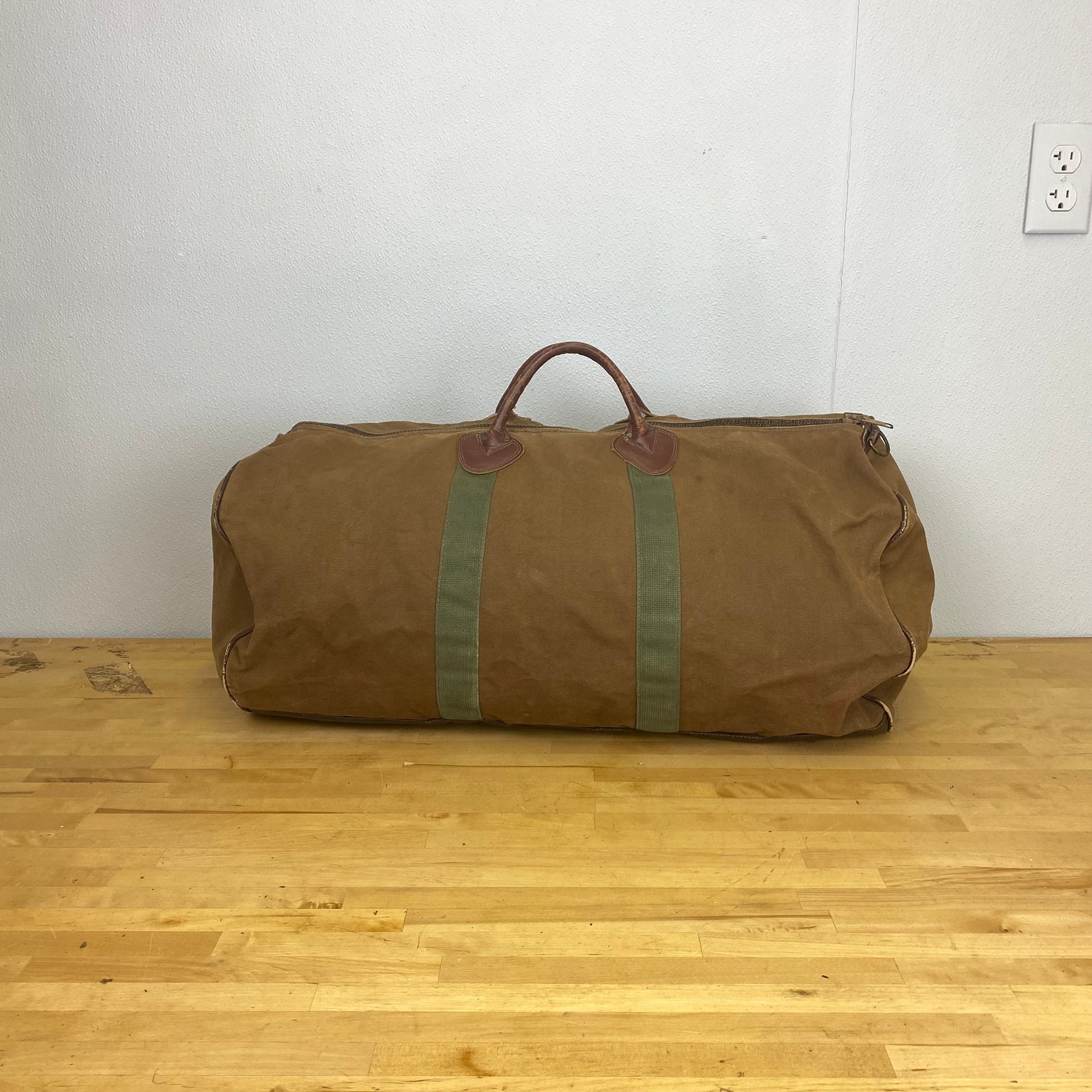 Large Vintage LL Bean Leather and Canvas Duffle Bag 24 Etsy