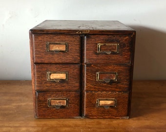 Vintage 'Macey Wernicke' dovetailed 6 drawer tiger oak library card index file - great original condition