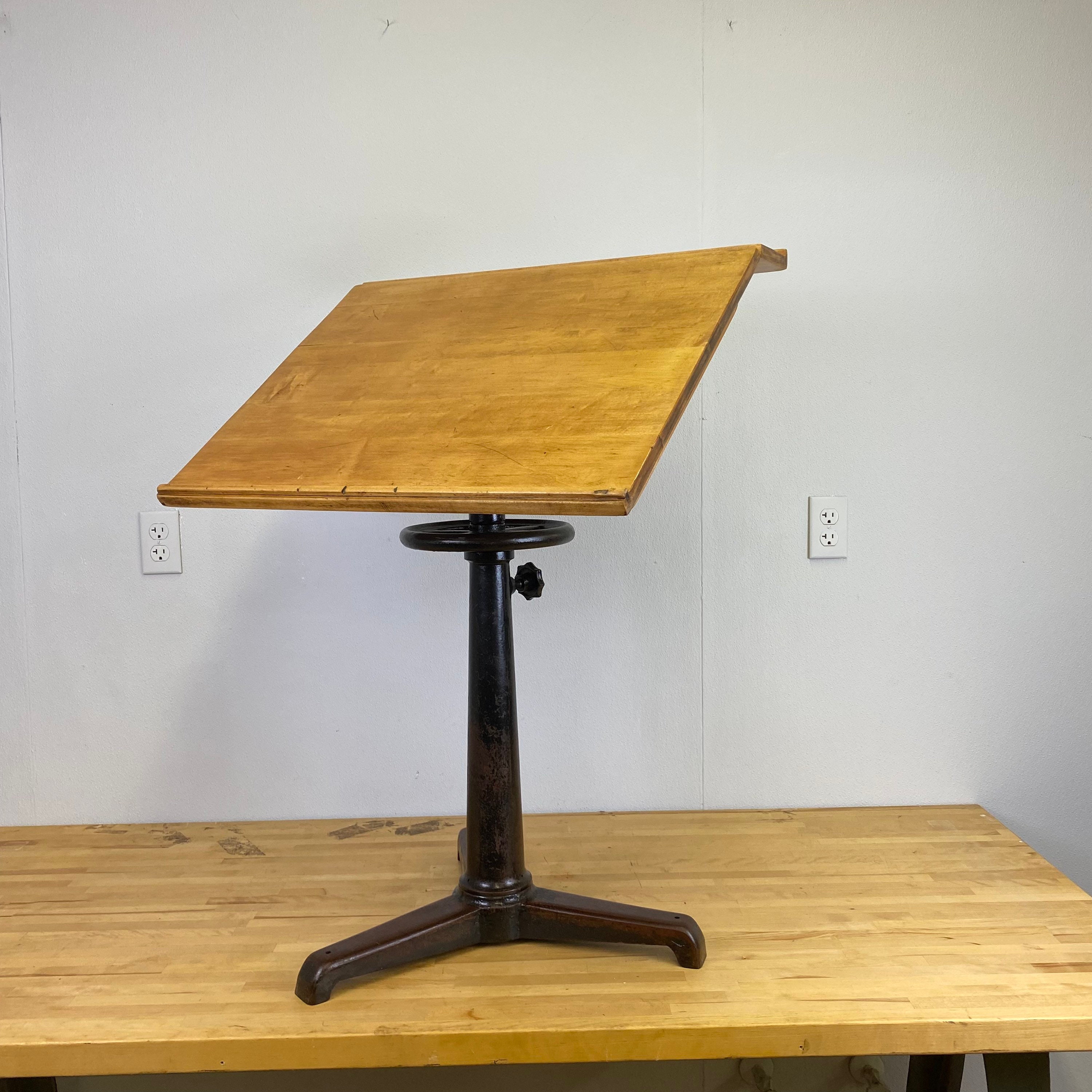 Original Vintage Industrial Cast Iron Pedestal Drafting Table Etsy