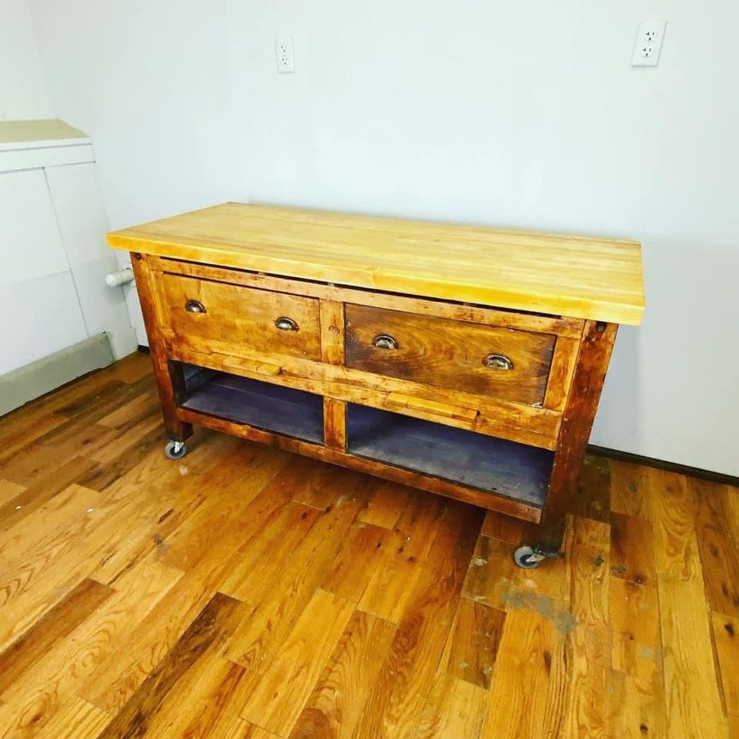 Vintage Industrial Maple Kitchen Island Etsy