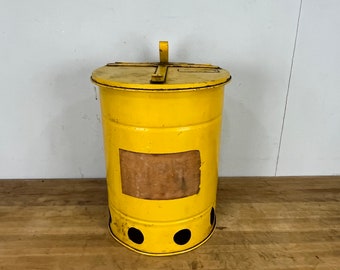 Vintage Trash Can Metal Flip Top - Retro 60s/70s Metal Flip Top