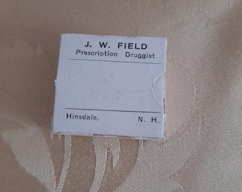 Set of THREE  - Small Vintage Unused Pharmacist Boxes - J W Field Prescription Druggist Hinsdale NH